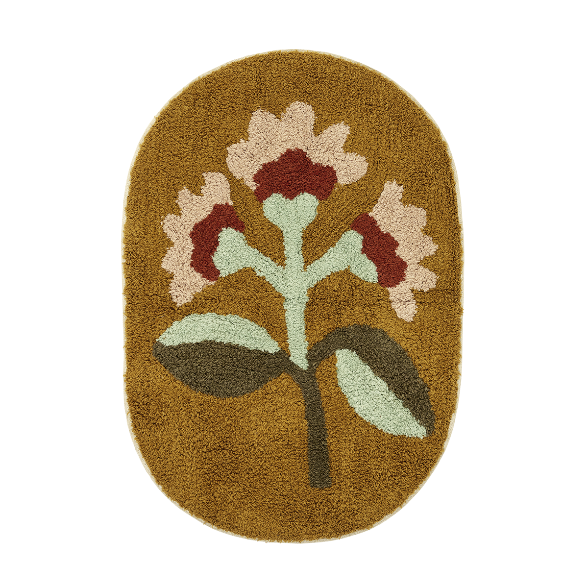 Oval tufted bath mat