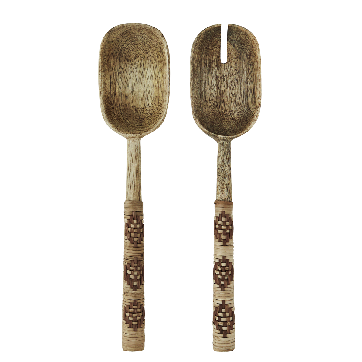 Wooden serving set w/ cane