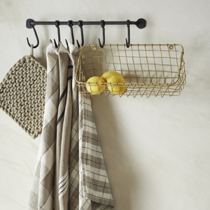 Iron wall rack w/ hooks