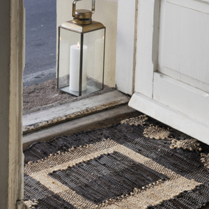 Leather doormat w/ jute
