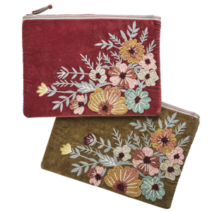 Embroidered velvet laptop sleeve