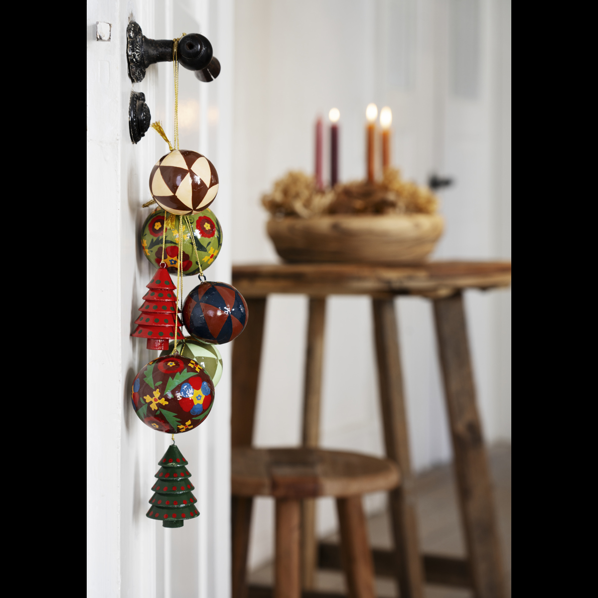 Hand painted wooden christmas trees