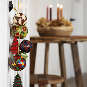 Handmade paper mache christmas balls