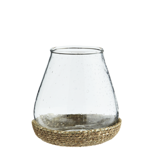 Glass votive w/ jute tray