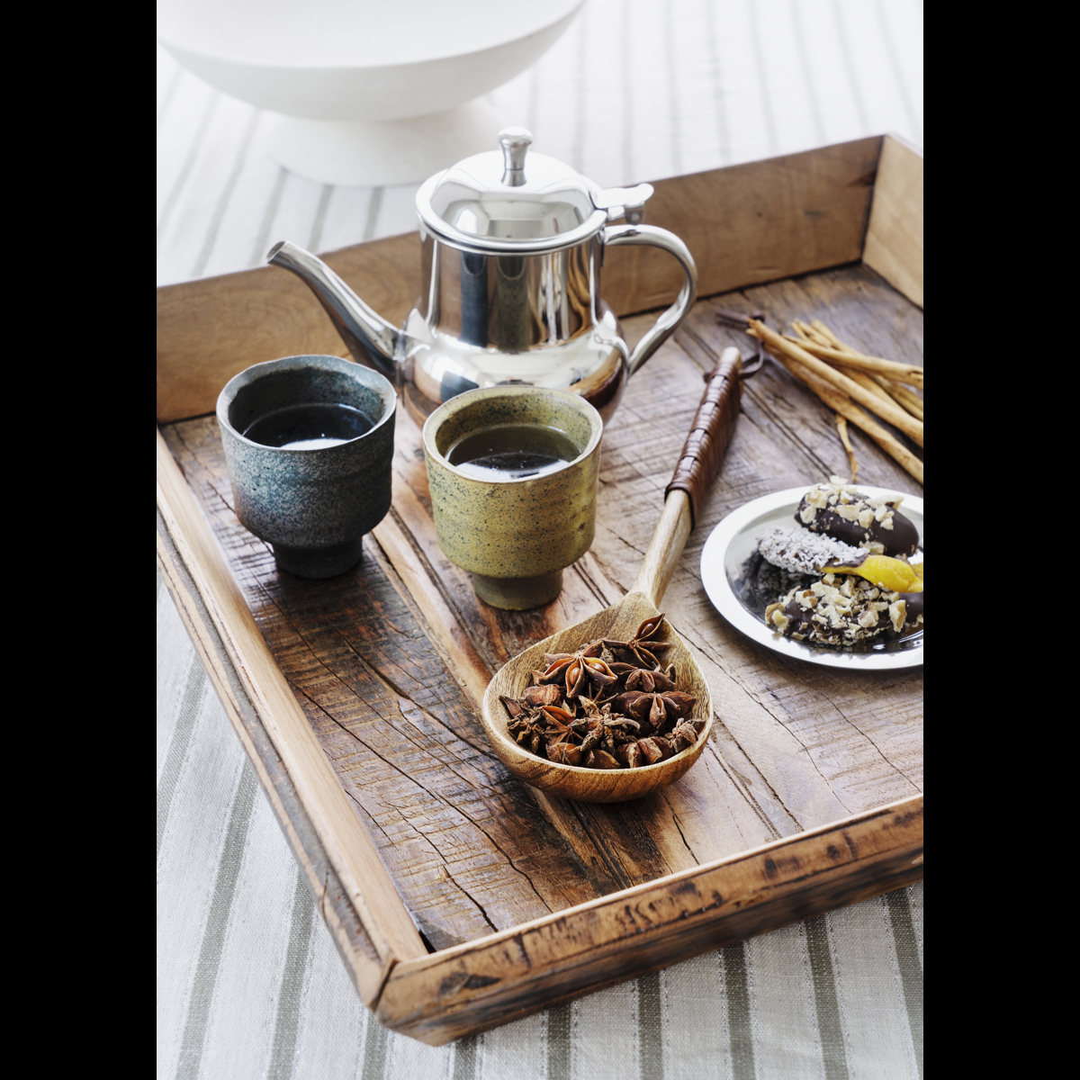 Wooden salad set w/ cane