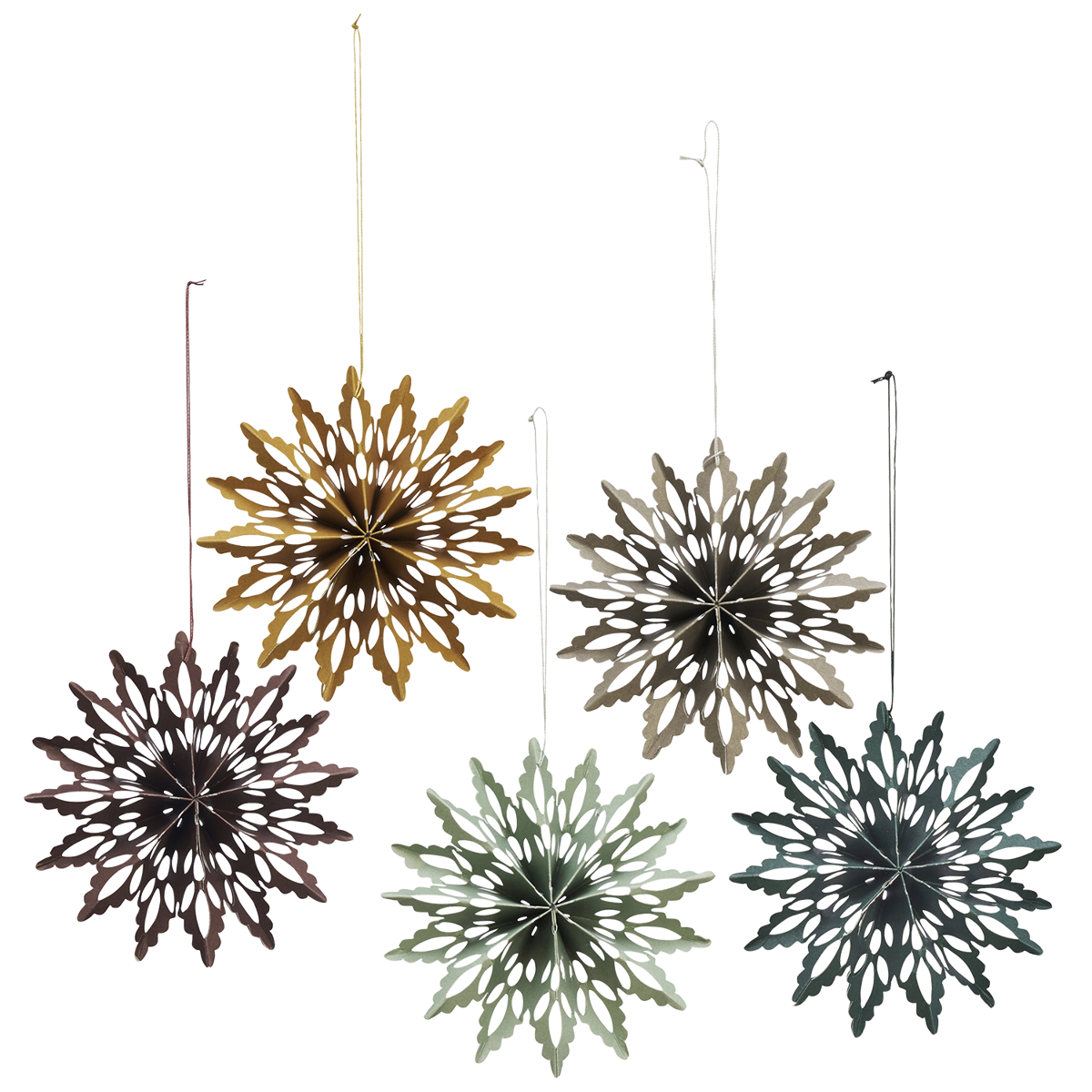 Hanging paper snowflakes