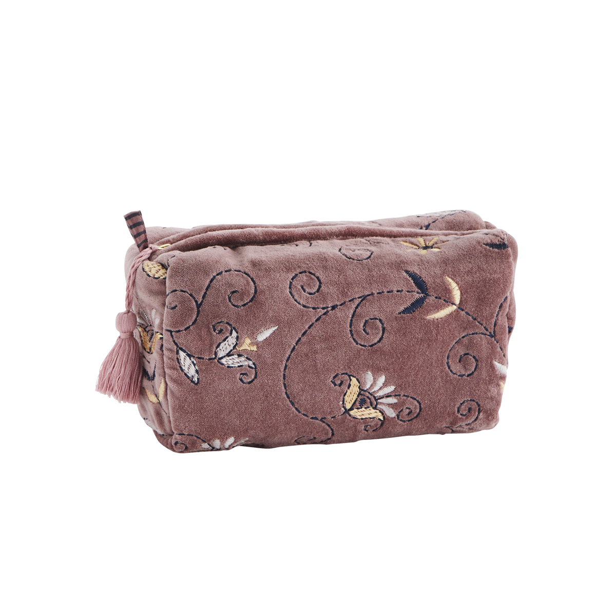 Embroidered velvet washbag