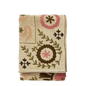 Suzani embroidered velvet throw