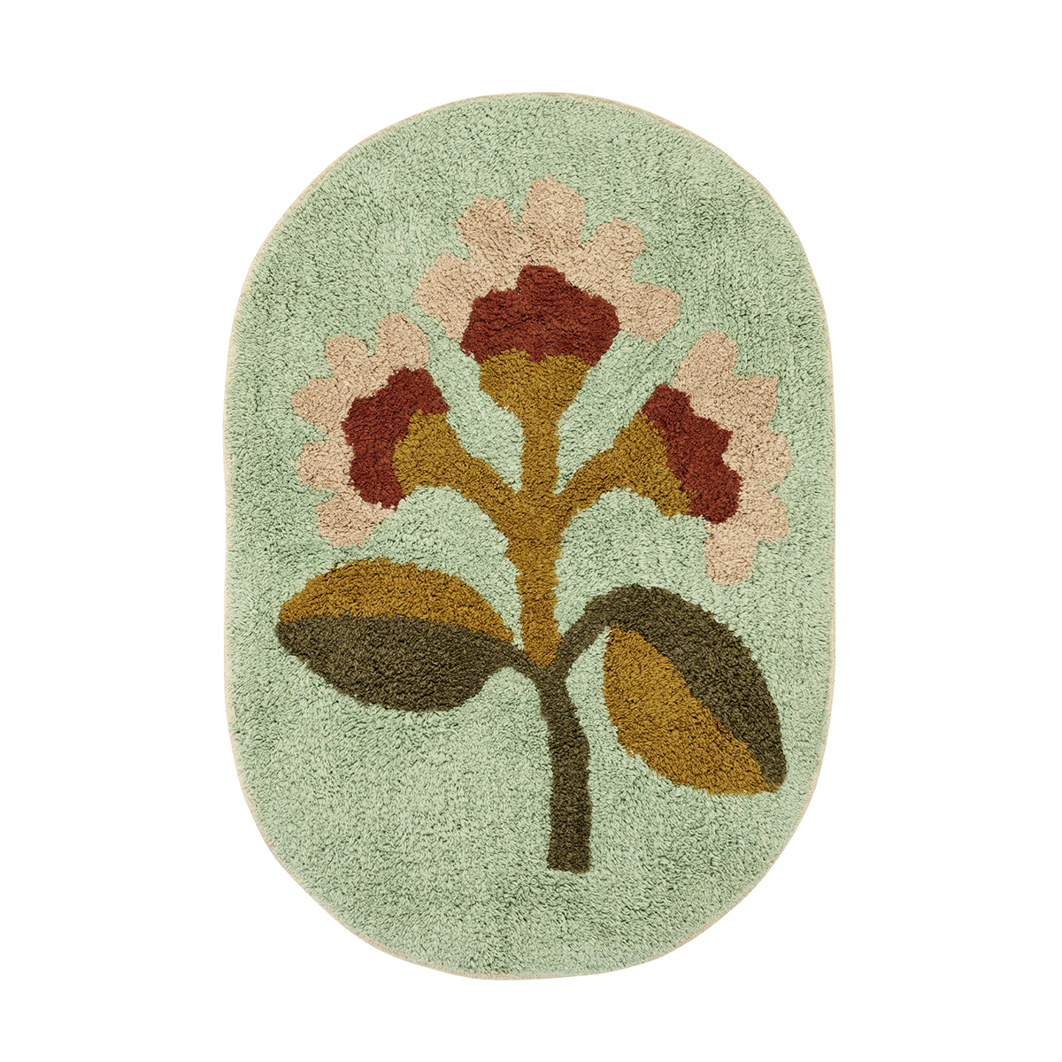 Oval tufted bath mat