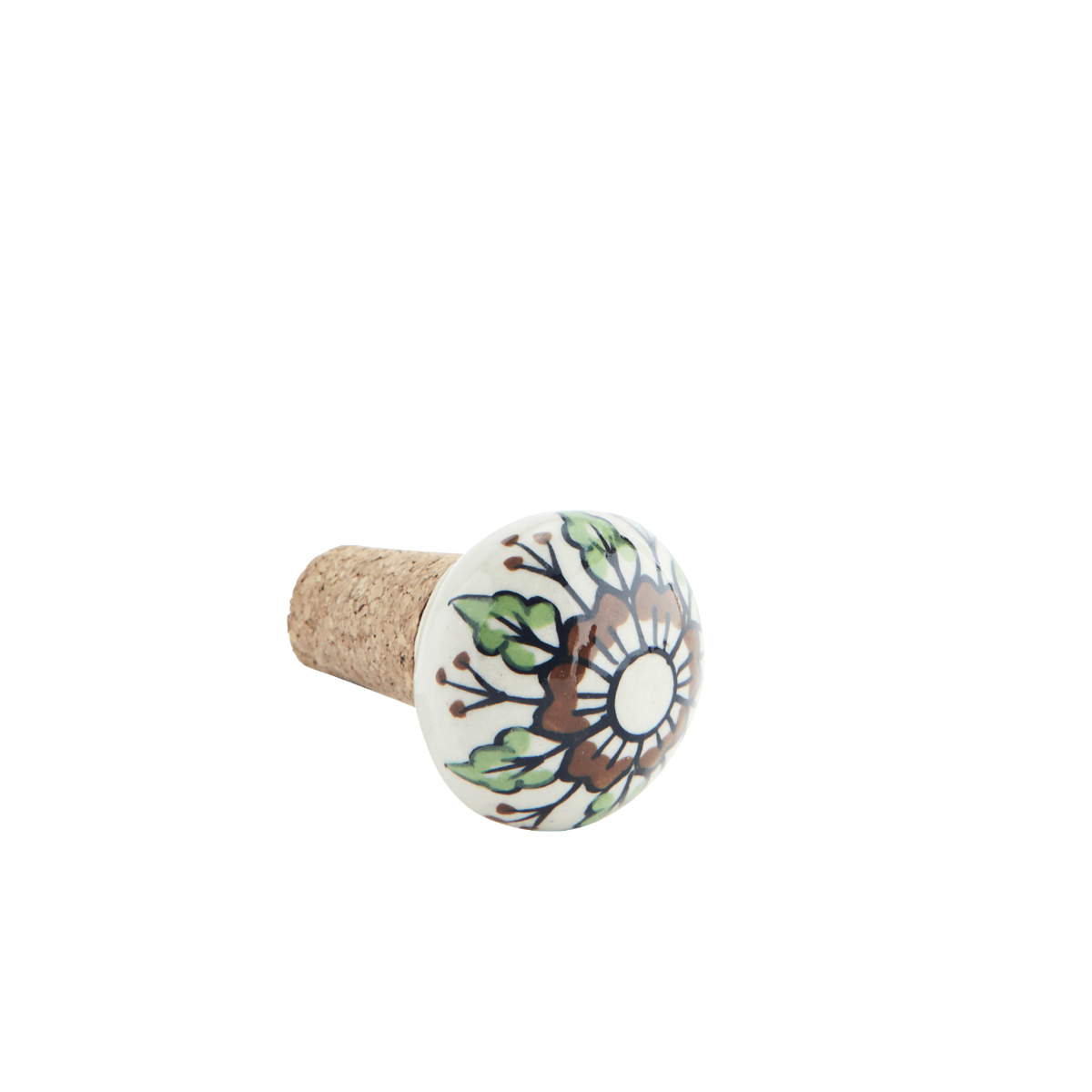 Hand painted stoneware bottle stopper