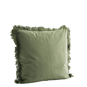 Striped cushion cover w/ fringes