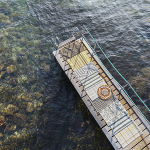 Striped tufted bath mat