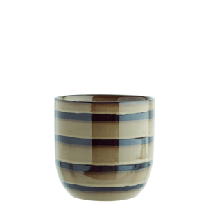 Striped stoneware flower pot