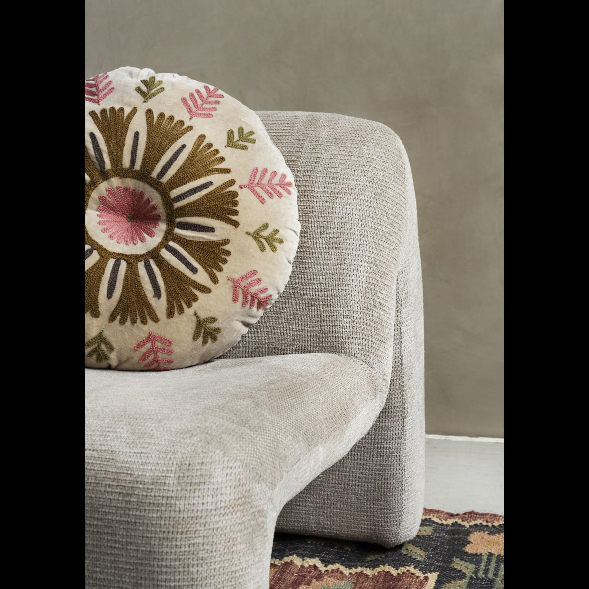 Suzani embroidered velvet cushion