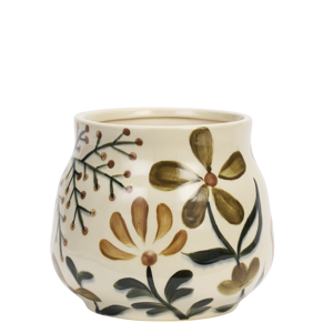 Hand-painted stoneware flowerpot