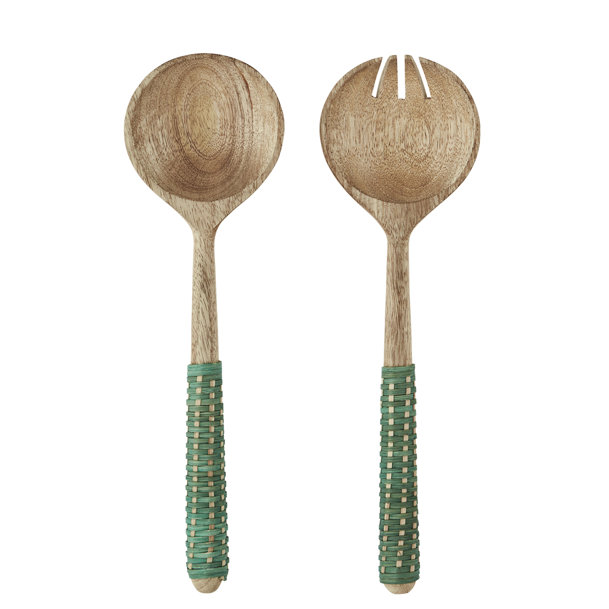 Wooden salad set w/ cane