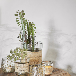 Glass votive w/ flowers