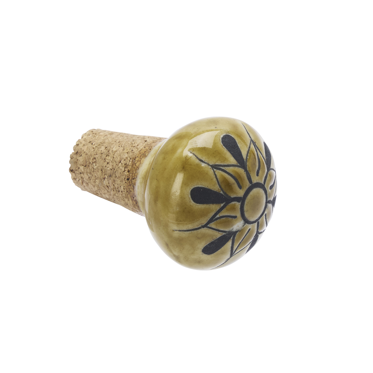 Hand-painted stoneware bottle stopper