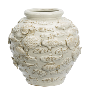 Stoneware vase w/ fish