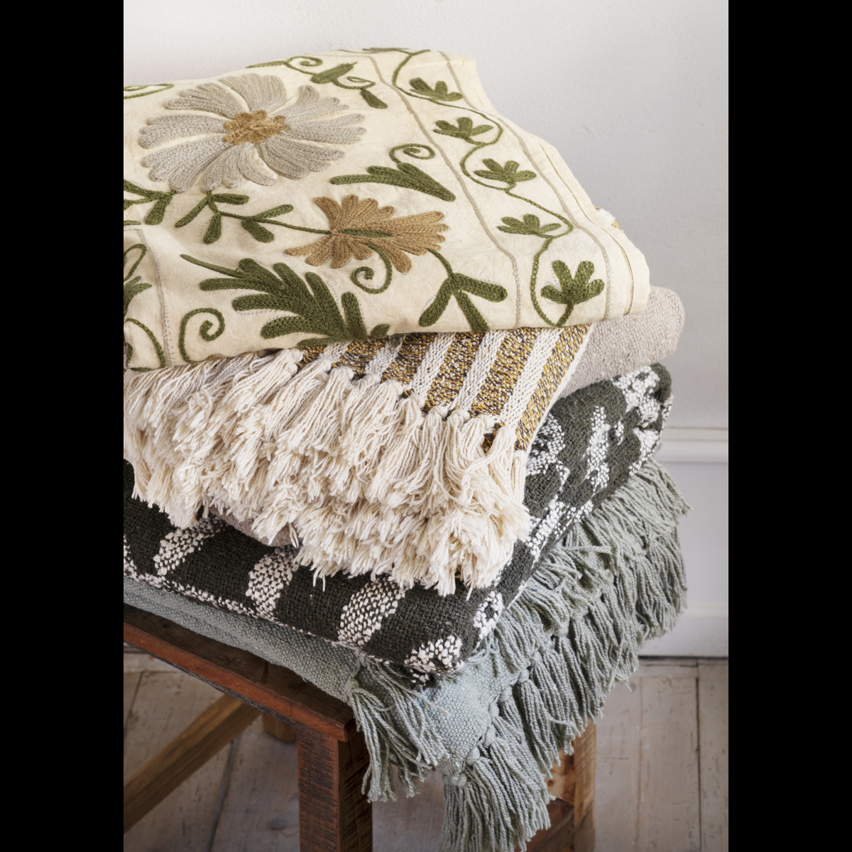 Reversible recycled cotton throw