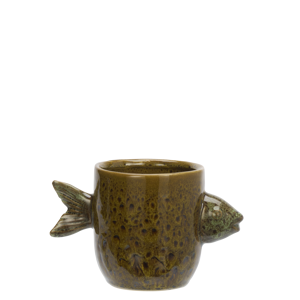 Stoneware flower pot w/ fish