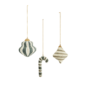 Hanging paper mache ornaments
