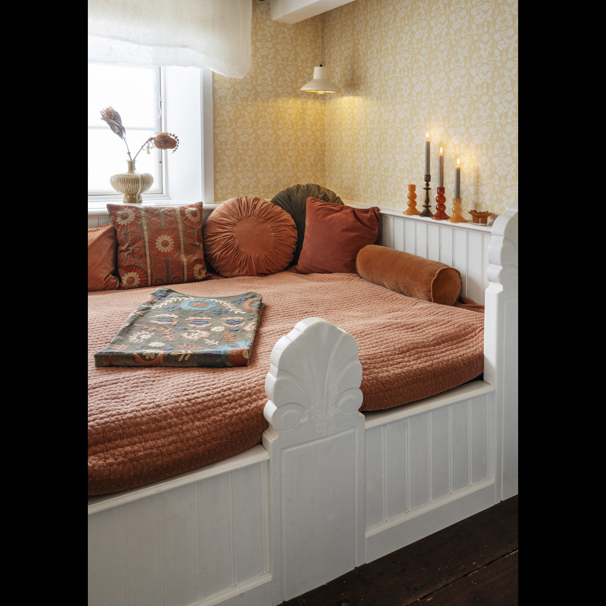 Suzani embroidered velvet throw