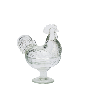 Glass hen bowl