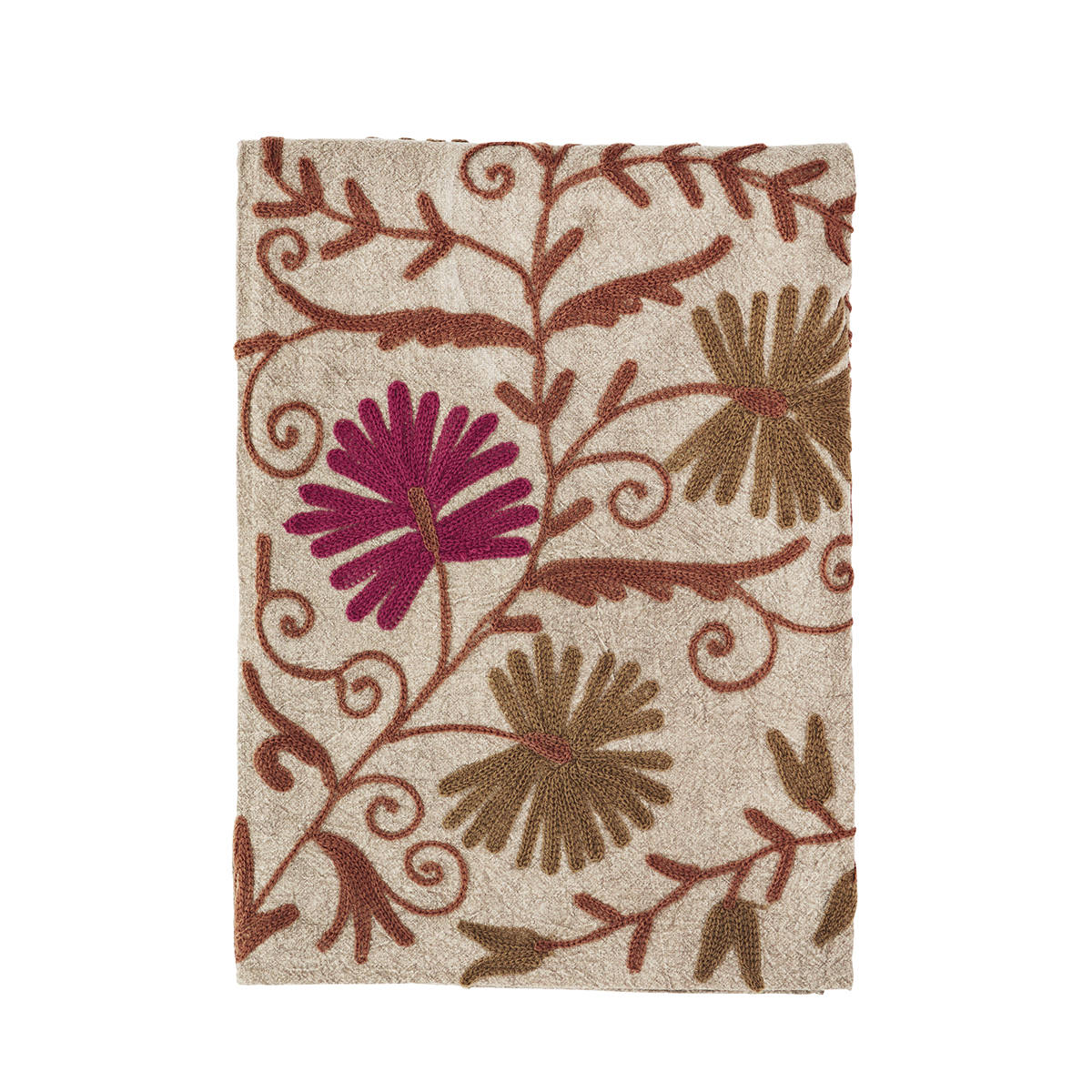 Suzani embroidered cotton throw